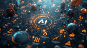 Infographic showing in-demand AI skills such as machine learning, data literacy, and AI ethics for modern employees.