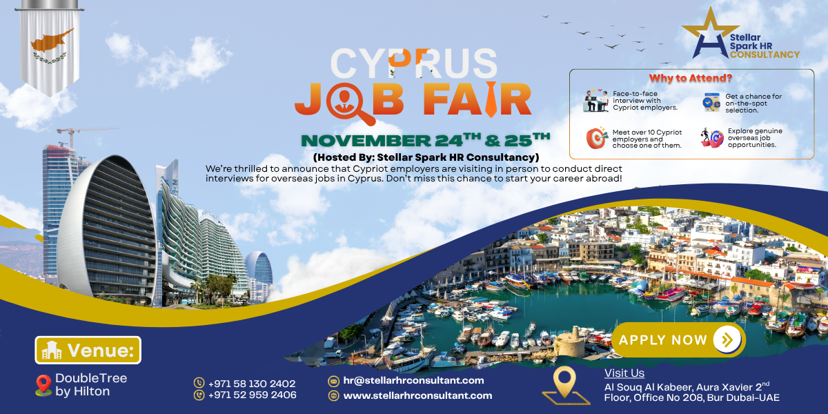 Cyprus Job Fair 2025: Direct Interviews with Cypriot Employers in Dubai  Hosted by Stellar Spark HR Consultancy